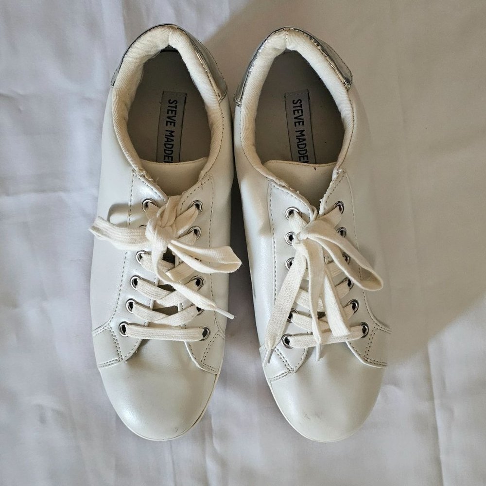 Steve Madden Women's White Alley Lace-Up Casual Shoes Platform Sneakers Sz 8.5M - Picture 6 of 12